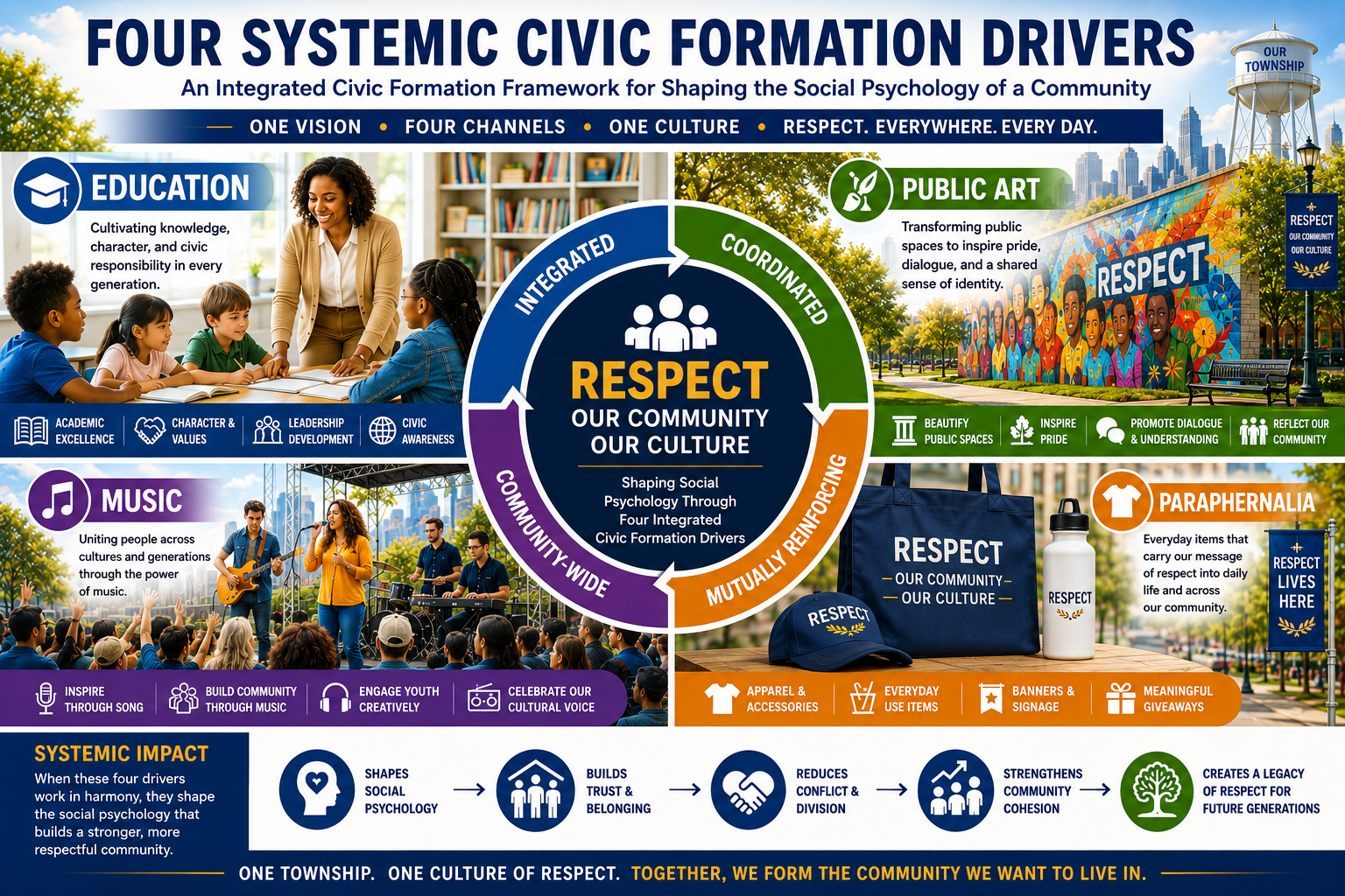 Community collaborative circle in a park setting